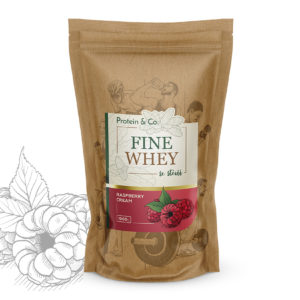 Protein&Co. FINE WHEY – přírodní protein slazený stévií 1 000 g Příchuť: Raspberry cream