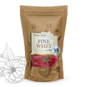 Protein&Co. FINE WHEY – přírodní protein slazený stévií 1 000 g Příchuť: Raspberry cream