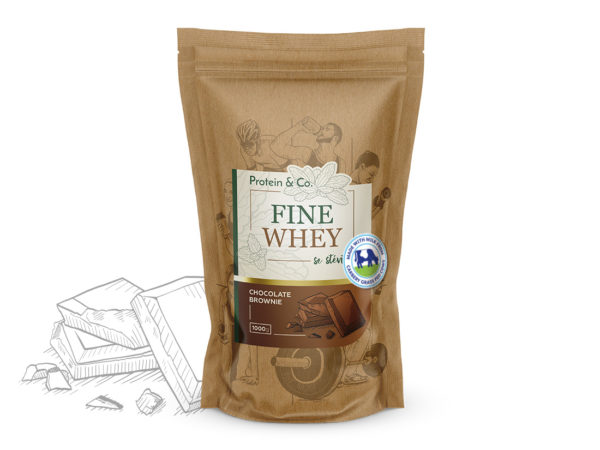 Protein&Co. FINE WHEY – přírodní protein slazený stévií 1 000 g Příchuť: Chocolate brownie