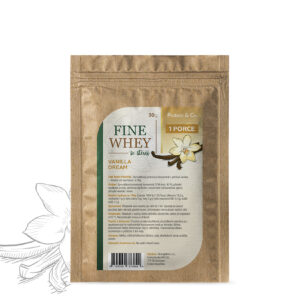Protein & Co. FINE WHEY – přírodní protein slazený stévií – 30 g Vyber si z těchto lahodných příchutí: Vanilla dream