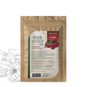 Protein & Co. FINE WHEY – přírodní protein slazený stévií – 30 g Vyber si z těchto lahodných příchutí: Raspberry choco swirl