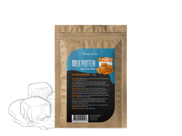 Protein & Co. MILK PROTEIN – bezlaktózový protein – 1 porce 30 g Vyber si z těchto lahodných příchutí: Salted caramel
