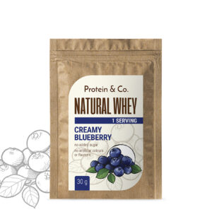 Protein&Co. NATURAL WHEY 30 g Vyber si z těchto lahodných příchutí: Creamy blueberry