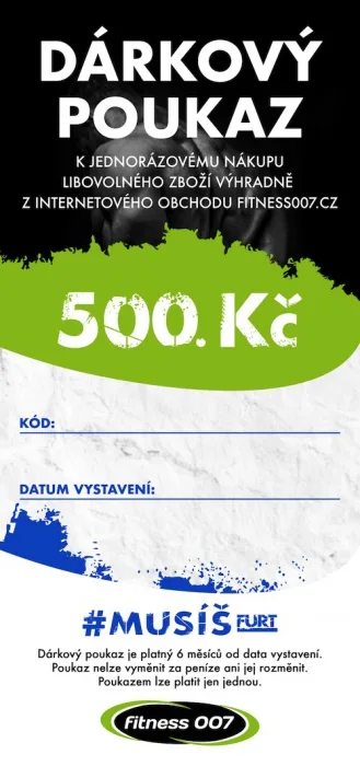 Elektronický dárkový poukaz fitness007 500 kč pro kluka
