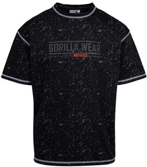 Gorilla wear pánske oversized tričko saginaw - washed černé - s