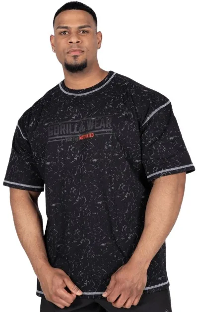 Gorilla wear pánske oversized tričko saginaw - washed černé