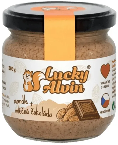 Lucky alvin mandlový krém s mléčnou čokoládou 200 g