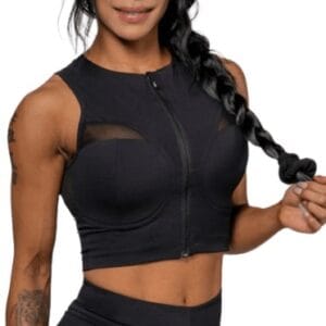 Nebbia intense dámský crop top s vysokou podporou mesh 842 gold