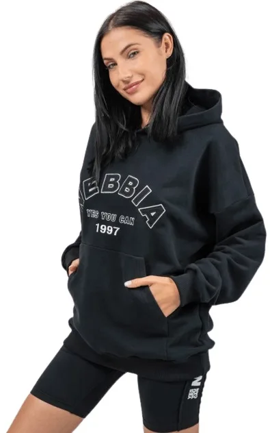 Nebbia oversize mikina s kapucí gym rat 256 černá