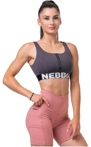 Nebbia smart zip sportovní podprsenka 578 marron - xs