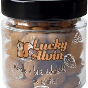 Lucky alvin mandle v bílé čokoládě se skořicí 120 g