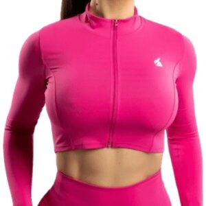 Booty simple - crop top zipper pink - m