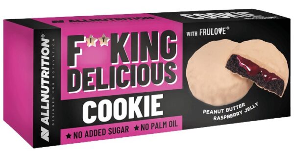 Allnutrition f**king delicious cookie 128 g - arašídové máslo/malinový