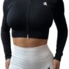 Booty ribbed black - crop top with zipper