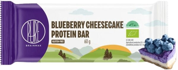 Brainmax pure proteinová tyčinka 60 g - borůvkový cheesecake