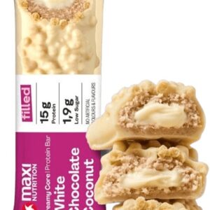 Maxi nutrition creamy core protein bar 45 g - bílá čokoláda/ kokos