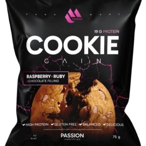 Passion nutrition mpower cookie gain 75 g - malina/ruby malinová náplň