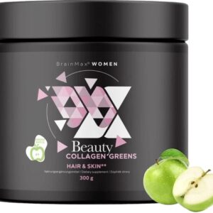 Brainmax women beauty collagen greens 300 g - zelené jablko