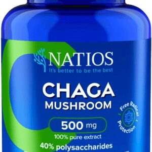 Natios chaga extract 500 mg 40% polysaccharides 90 veganských kapslí