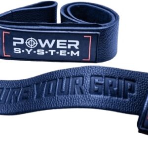 Power system posilovací kožené trhačky leather lifting straps - černá