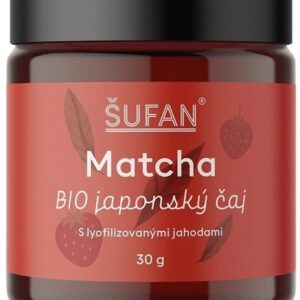 Šufan bio japonský čaj matcha 30 g - s lyofilizovanými jahodami