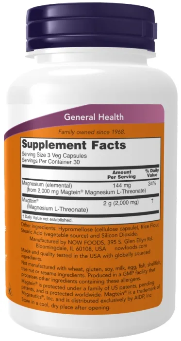 Now foods magtein magnesium threonate 90 kapslí