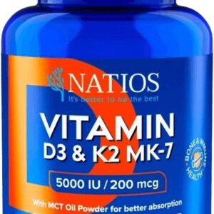 Natios vitamin d3 & k2 (menaq7 mk-7) 5000 iu & 200 mcg 100
