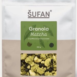 Šufan granola 350 g - matcha s lyofilizovanými borůvkami