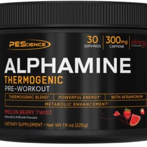 Pescience alphamine thermogenic pre workout 225 g - melon berry twist