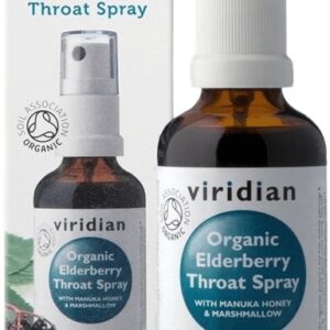 Viridian elderberry throat spray 50ml organic (sprej při bolesti v