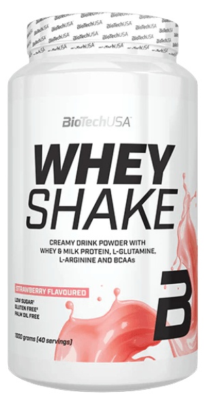 Biotechusa whey shake 1000 g - jahoda + šejkr wave 600 ml zdarma