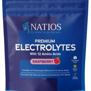 Natios premium electrolytes with 12 amino acids 600 g - malina