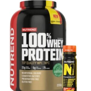 Nutrend 100% whey protein 2250 g + nutrend n1 pre-workout shot 60 ml