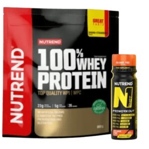 Nutrend 100% whey protein 800 g + nutrend n1 pre-workout shot 60 ml